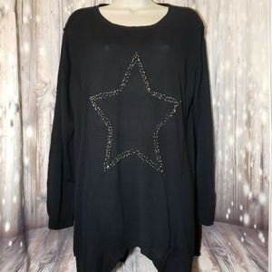 Ellos Womans Beaded Star Sweater Scoop Ha